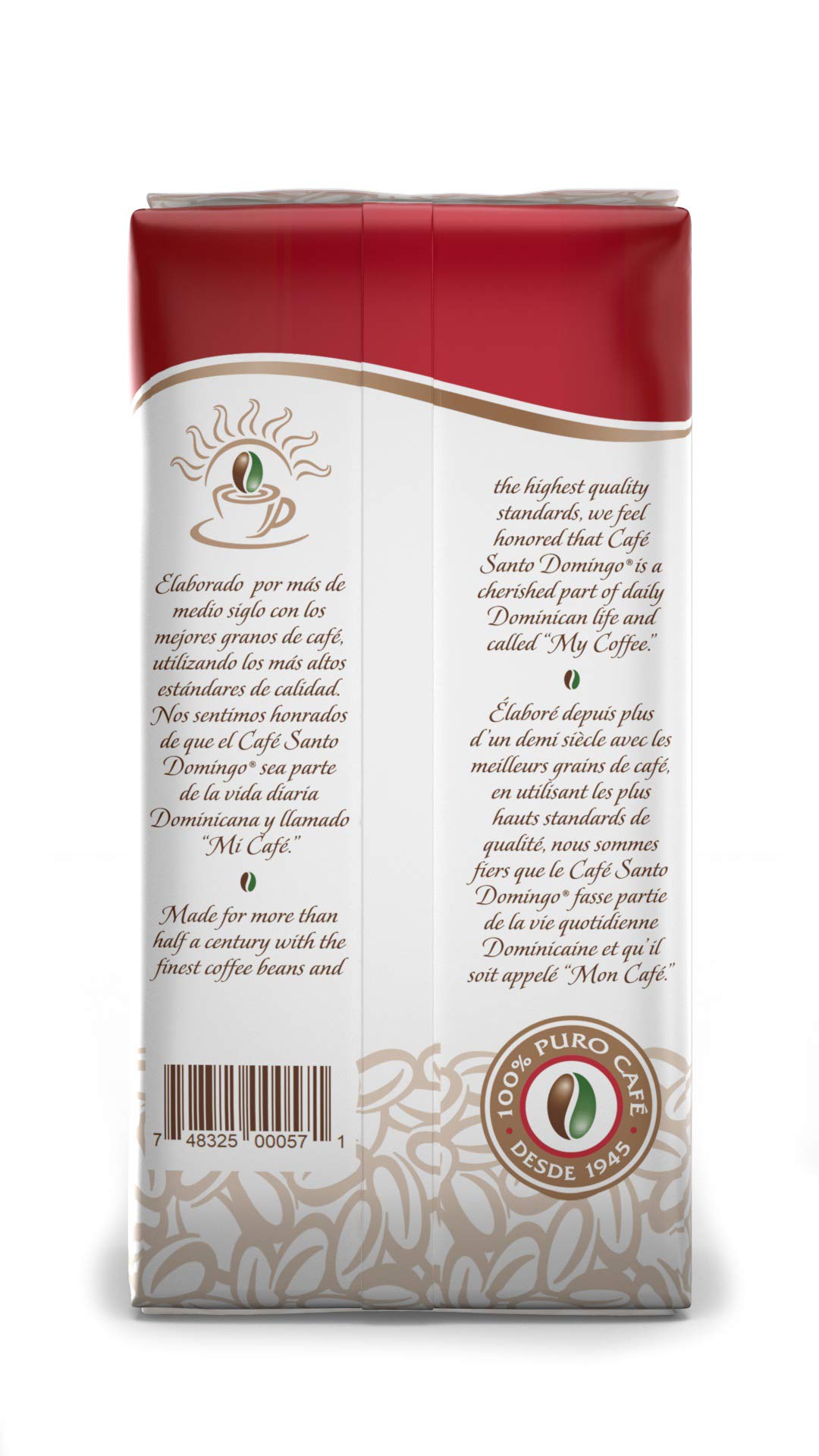 Café Santo Domingo Ground Coffee, 16 oz Bag, Dominican Republic, Pack of 3