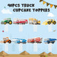 Wernnsai Construction Cupcake Topper - Construction Zone Birthday Party Supplies 40 Pcs Dump Truck Excavator Tractor Cake Food P