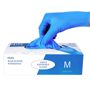 Peipu Nitrile Gloves Disposable Gloves (Medium, 100-Count), 4 Mil,Powder Free, Cleaning Service Gloves, Latex Free