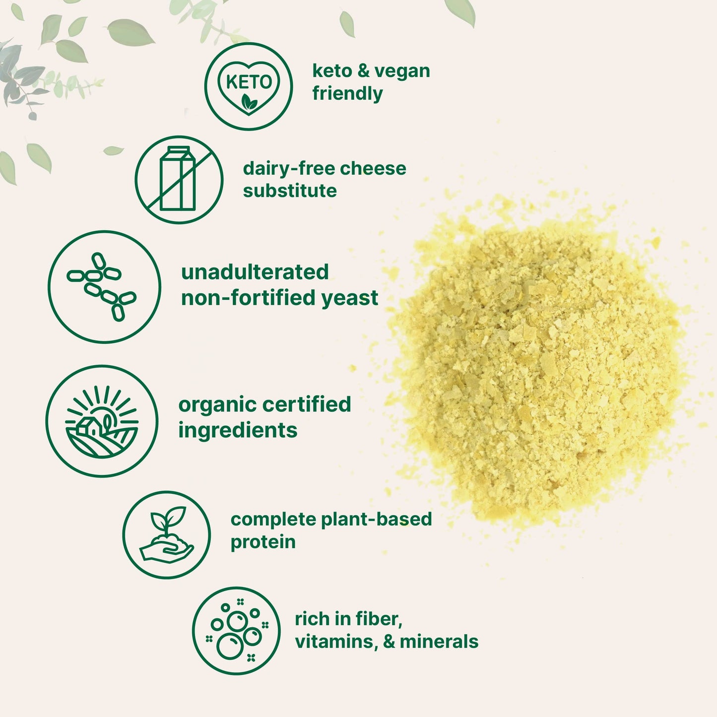 Organic Non-Fortified Nutritional Yeast Flakes, 2 Pounds (32oz) | Rich in Vegan Protein, B Vitamins & Beta-glucans | Keto Friend