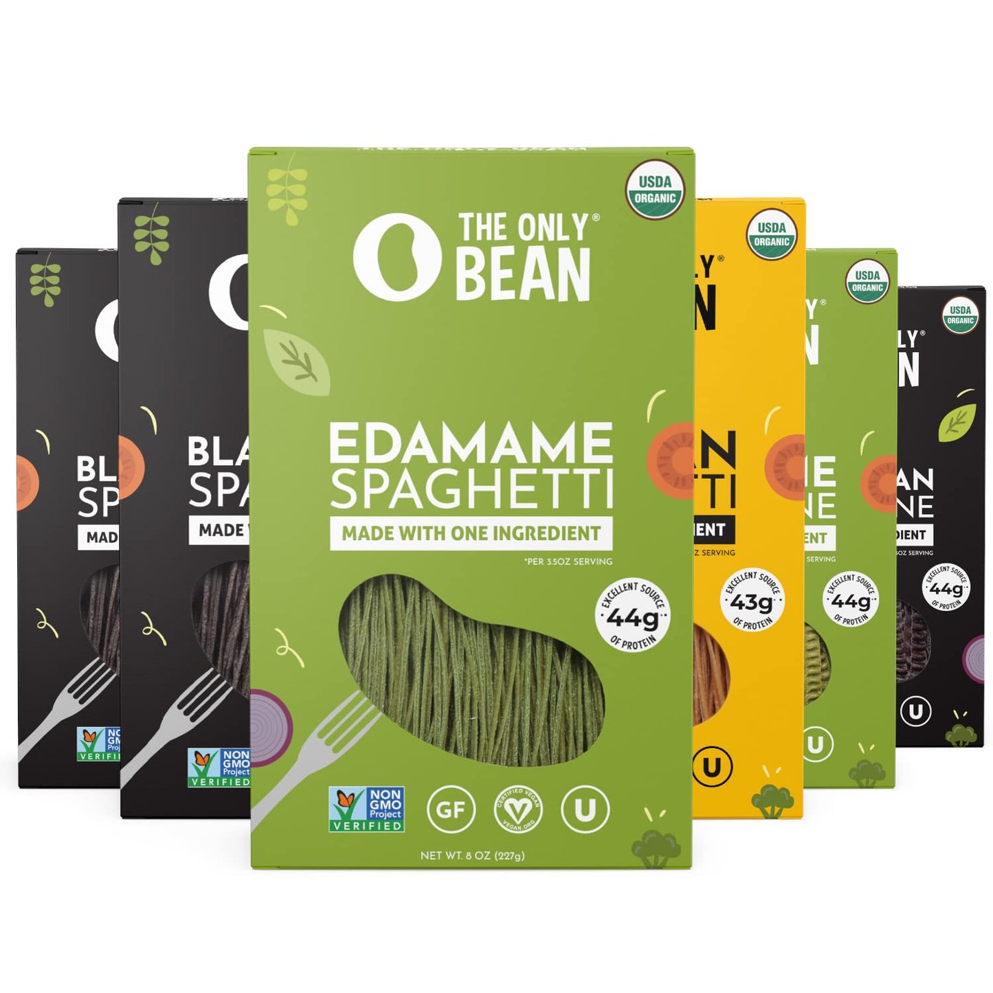The Only Bean - Soy, Black Bean, And Edamame Spaghetti & Fettuccine - Gluten Free Pasta, Keto Low Carb Pasta Noodles, Protein Pa