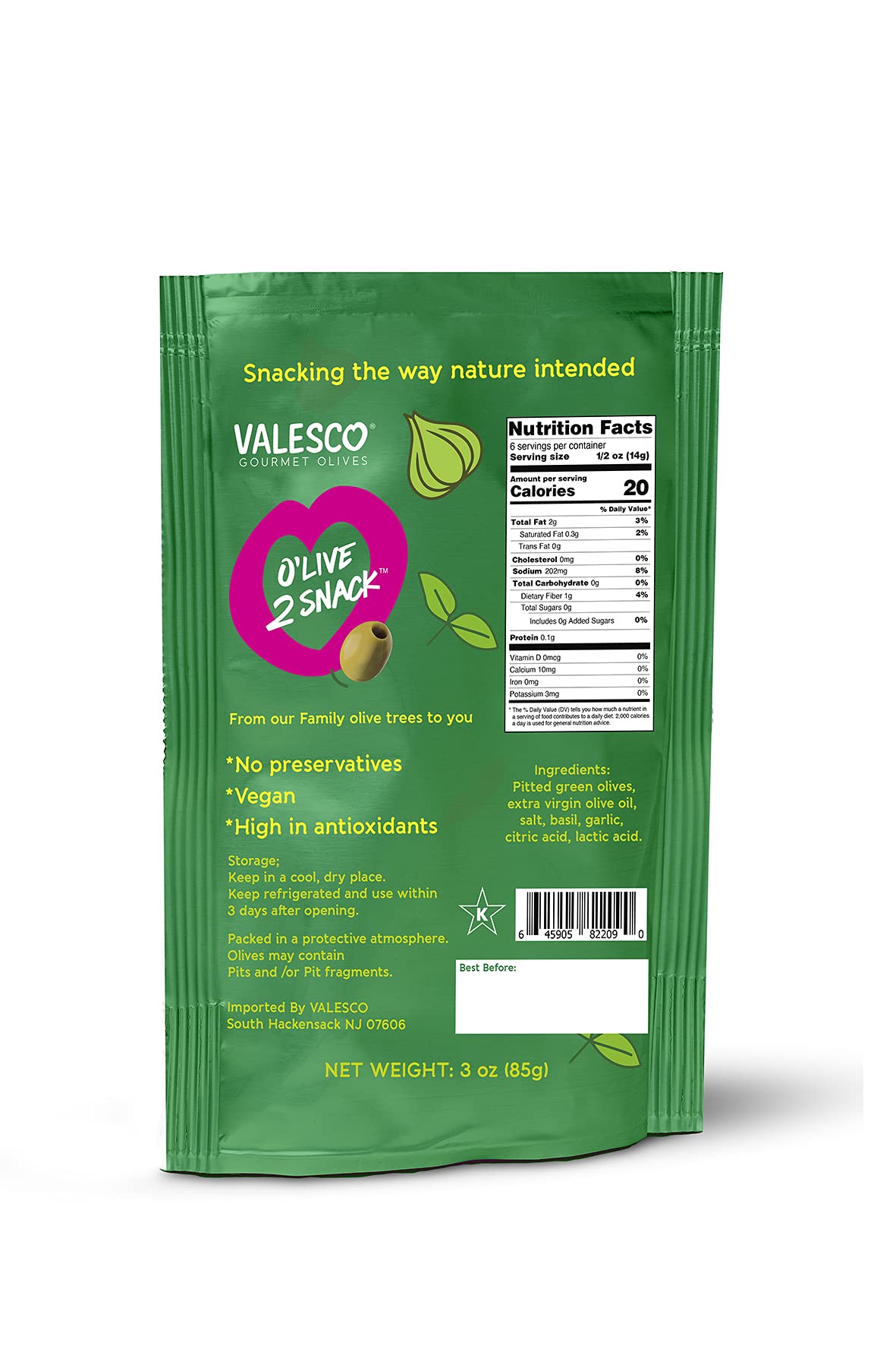 Valesco, O'Live 2 Snack Pitted Olives Variety Pack, 6 Flavors, 3 Oz (12 Pouches)