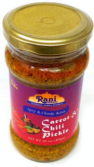 Rani Carrot & Chilli Pickle Hot (Achar, Spicy Indian Relish) 10.5Oz (300G) Glass Jar ~ Vegan | Gluten Free | Non-Gmo | No Colors