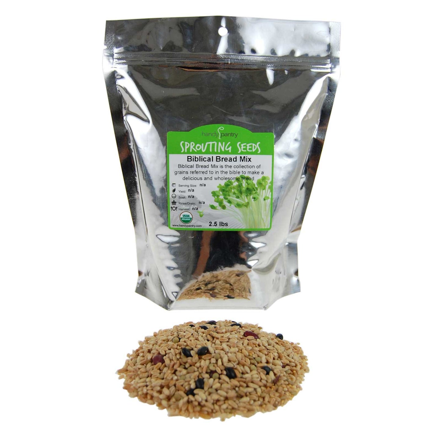 Handy Pantry Organic Biblical Bread Multi-Grain Mix - Make Scripture Bread/Flour - 2.5 Lbs - Whole Grain Mix: Wheat, Spelt, Barl