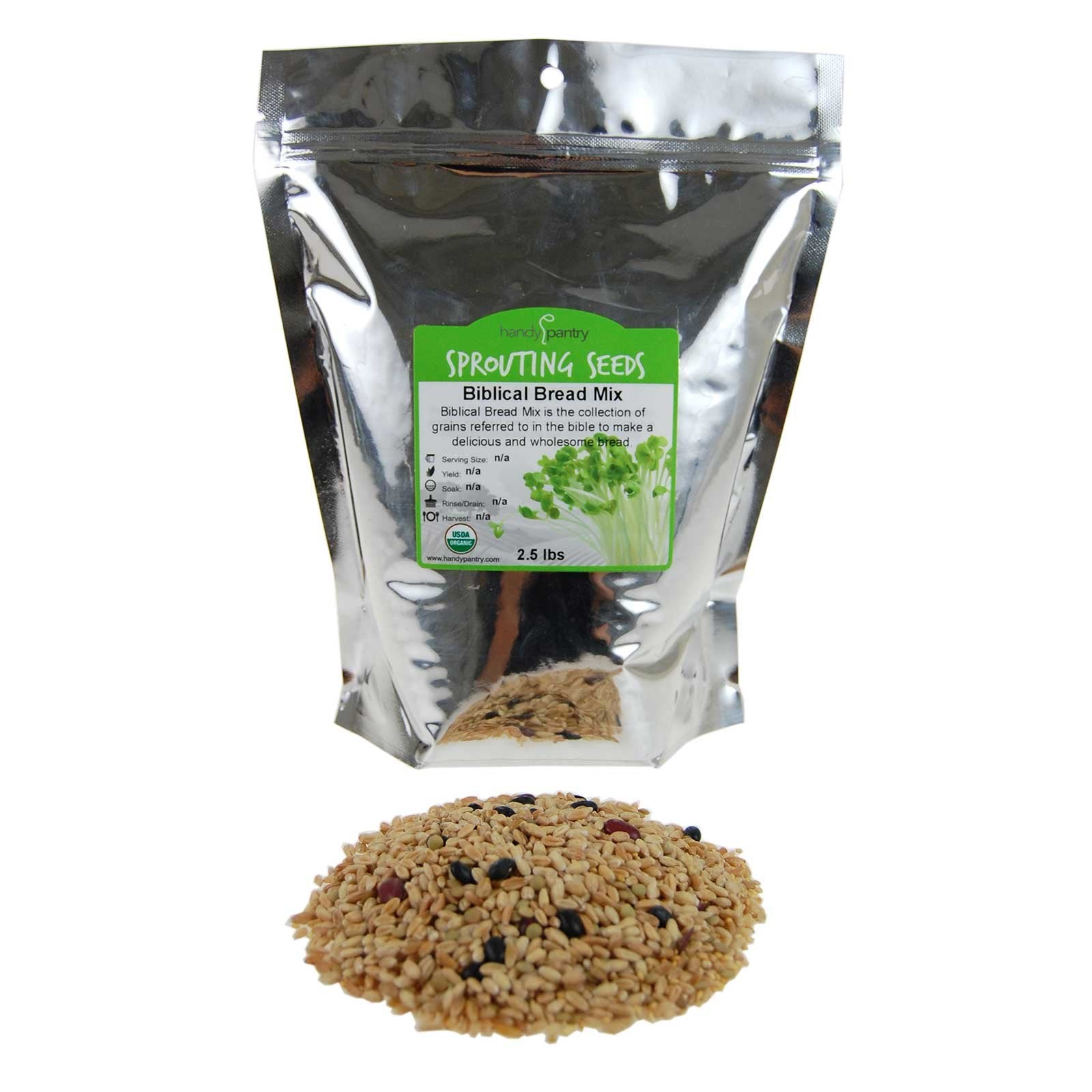 Handy Pantry Organic Biblical Bread Multi-Grain Mix - Make Scripture Bread/Flour - 2.5 Lbs - Whole Grain Mix: Wheat, Spelt, Barl