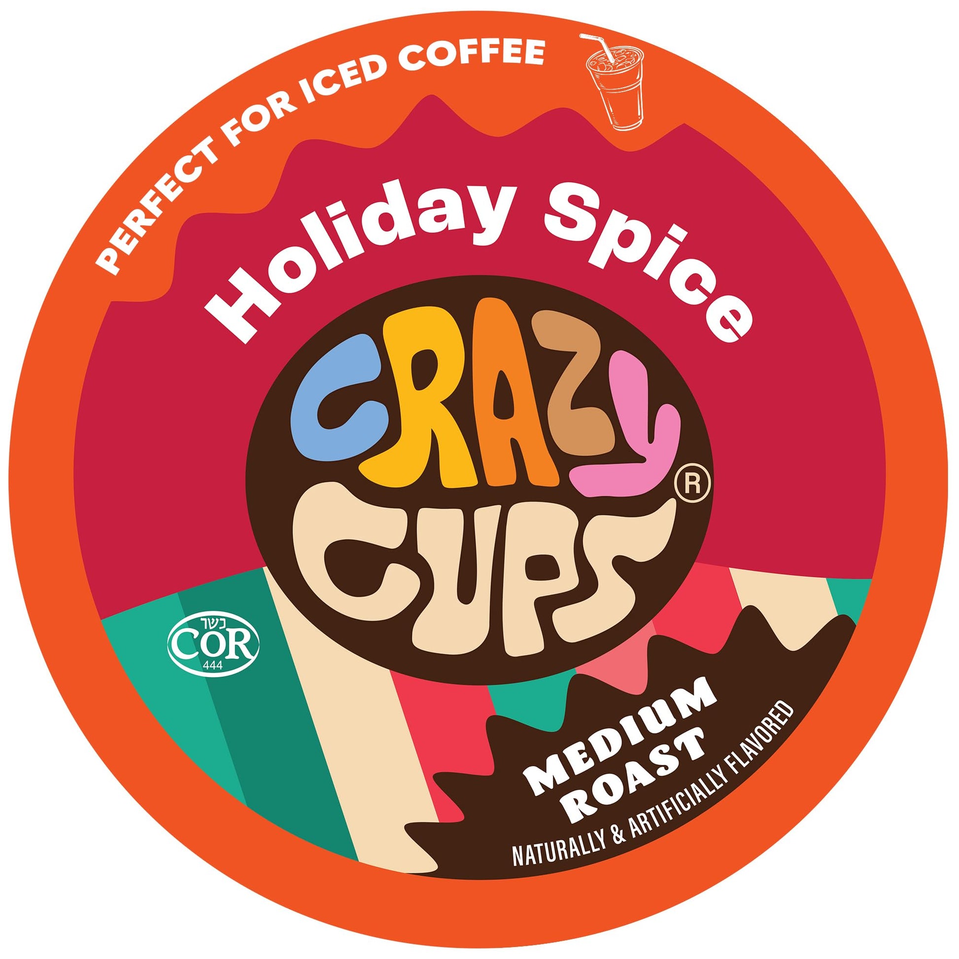 Crazy Cups Holiday Spice Flavored Coffee Pods, Medium Roast, 22 Count, Compatible with Keurig K Cups