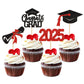 Keaziu 24 Pack Graduation Cupcake Toppers Class of 2025 Congrat Red Party Supplies