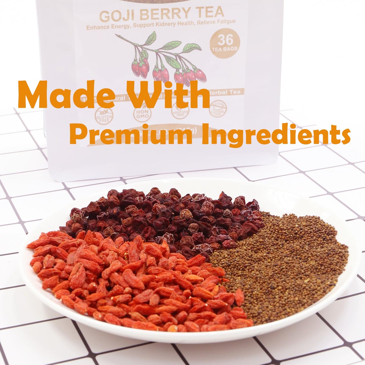 TEARELAE Goji Berry Tea Bags - Herbal Tea Combination for Men - 36 Count - Non-GMO, Caffeine-free