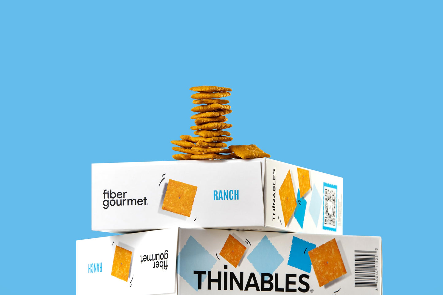Fiber Gourmet Ranch Thinables Baked Cheese Crackers - Healthy Keto Crackers, Low Calorie High Fiber Snack, 6g Net Carbs, 70 Calo