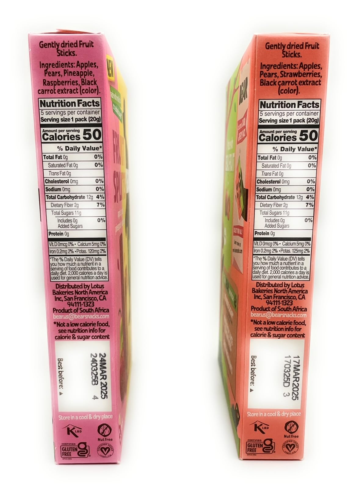 Fruit Splits Gluten Free Assortment - Raspberry Pineapple (3.5 Oz) & Strawberry Apple (3.5 Oz) - (Pack Of 2)