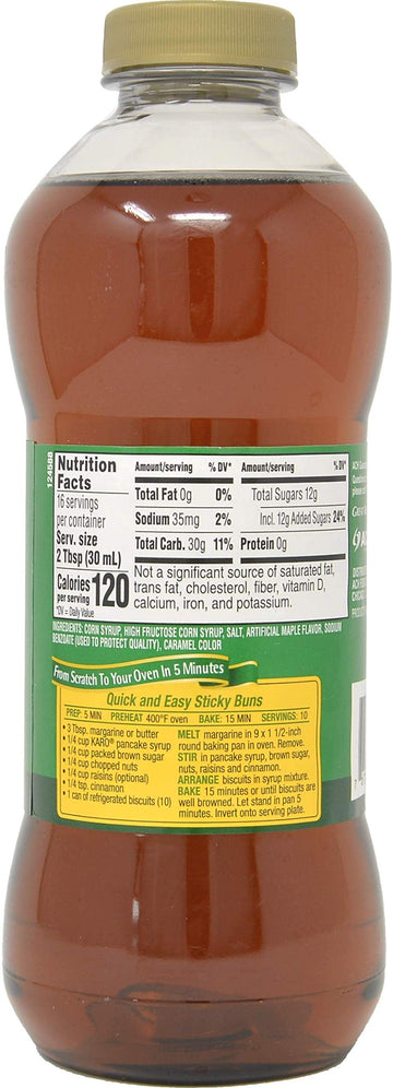 KARO Pancake Syrup, 16 fl oz (Pack of 4) with Measuring Spoon