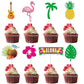 Morofme 24Pcs Tropical Cupcake Decoration, Hawaiian Luau Aloha Cupcake Toppers Cake Picks With Flamingo Pineapple Palm Leaves Hi