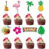 Morofme 24Pcs Tropical Cupcake Decoration, Hawaiian Luau Aloha Cupcake Toppers Cake Picks With Flamingo Pineapple Palm Leaves Hi