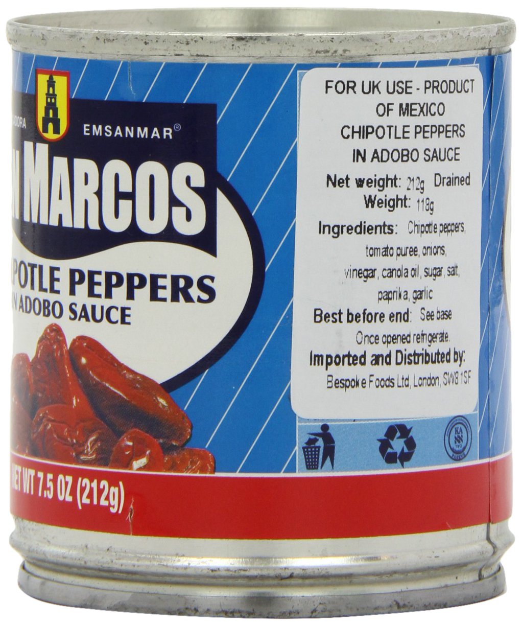 San Marcos Chilpotle Peppers in Adobo Sauce, 7.5 Oz., (Pack of 4 Cans)
