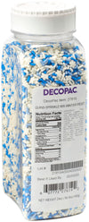 DECOPAC Winter Frost Mix Quins, 24oz, Fancy Sprinkles In Snowflake and Icicle Shapes, Candy Sprinkles in Handheld Container, Edi