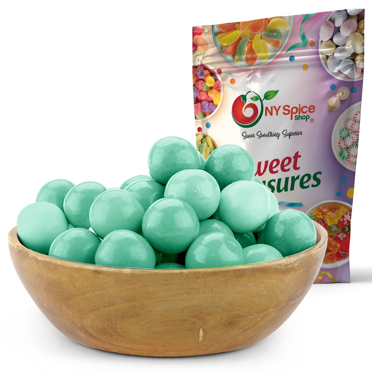 NY Spice Shop Turquoise Shimmer Gumballs - 1 Pound Gumballs for Gumball Machine - Chewing Gum Dubble Bubble Gumballs - Fruit Fla