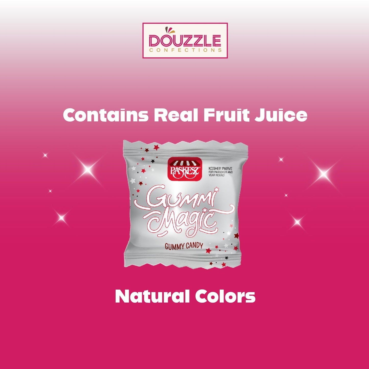 DOUzzle Gluten Free Gummi Magic, Gummy Bears (6 Count, Pack of 1) Non Gebrokts Kosher for Passover Food Snacks - All Natural Col