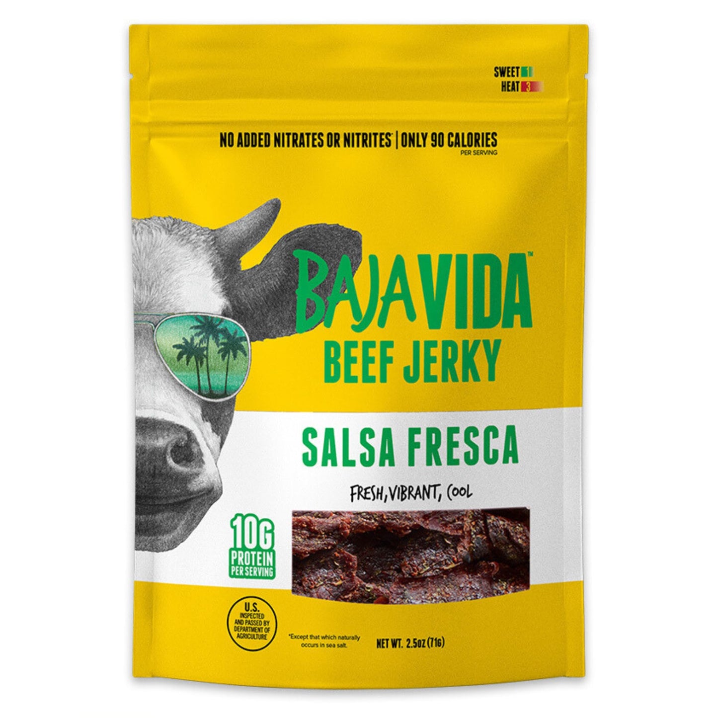 BAJA BEEF Baja Beef Jerky, 100% All Natural, Keto, Gluten Free, 10g Protein, 2.5 oz Bag (Pack of 4)