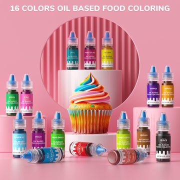 Oil-Based Food Coloring For Chocolate - 16 Colors Oils Dye Set Flavorless Edible Food Color Vibrant Neon Icing Colors For Candy
