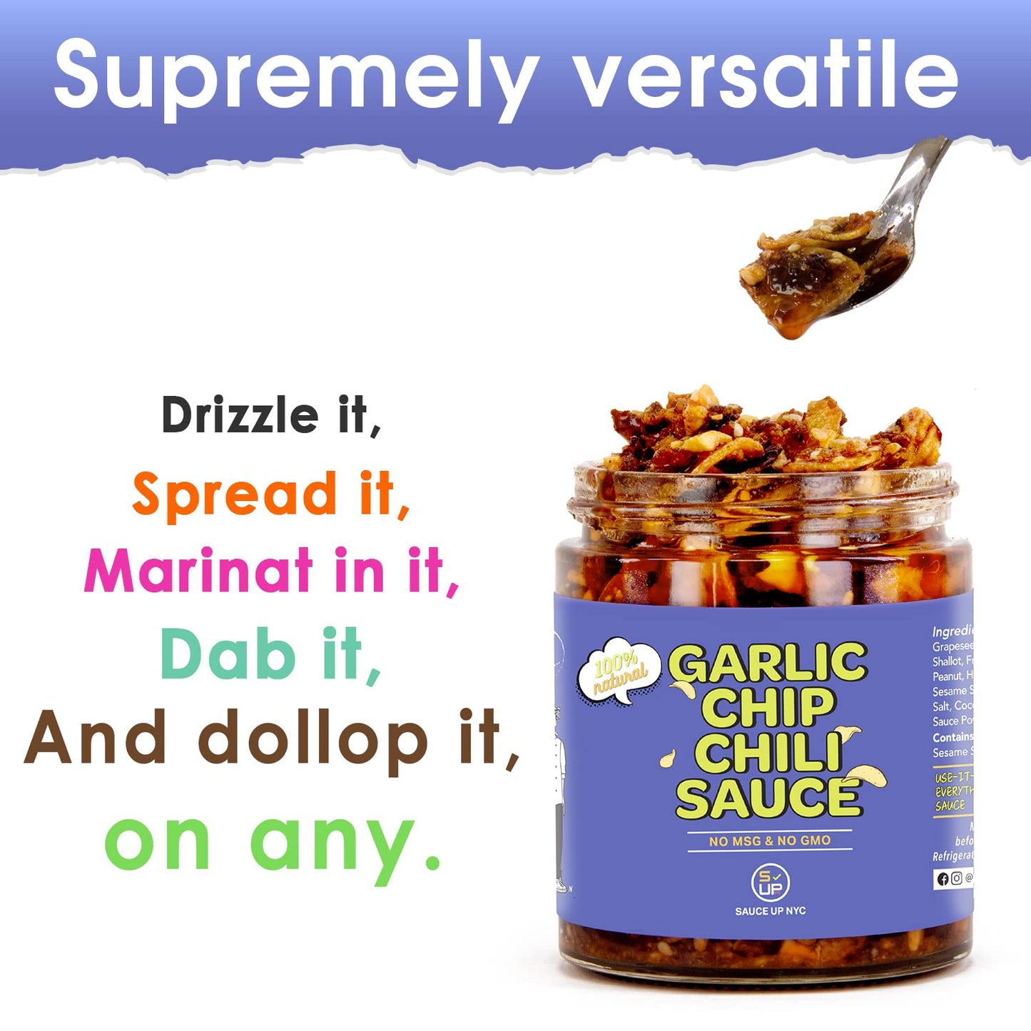 Sauce Up Original Garlic Chip Chili Sauce | Original Flavor | All-Natural, Keto, Gluten-Free, No Msg | Fried Garlic, Mexican Chi