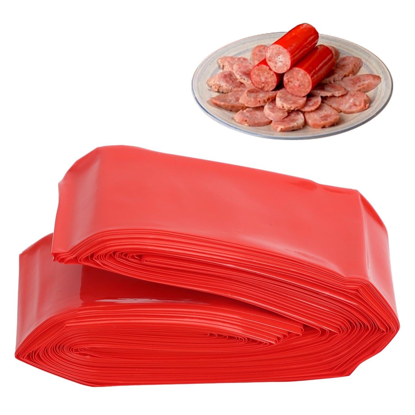 Tissting Sausage Casing Inedible, 20m x 45mm/65ft x 1.8in Plastic Sausage Case, Mortadella Case, High Temperature Resistant Hot 