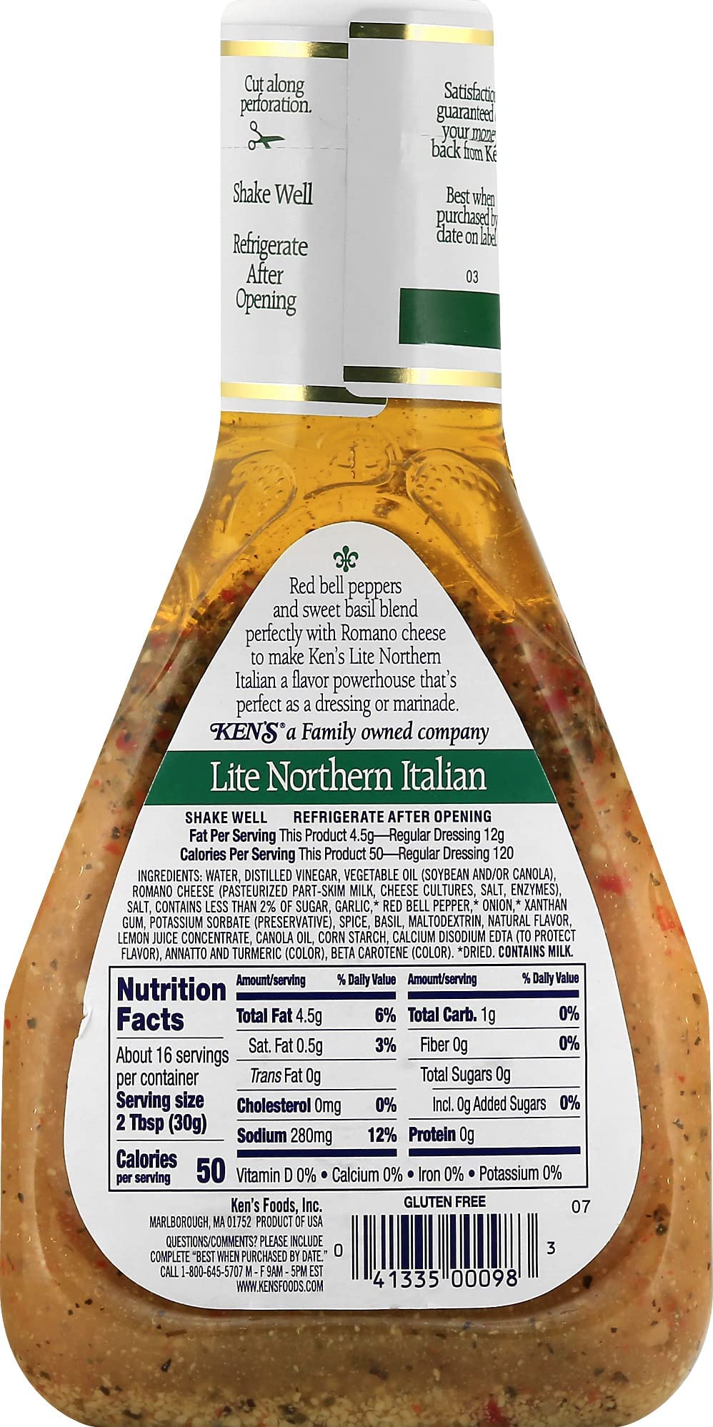 Kens Foods Lite North Italian Dressing, 16 Fl Oz