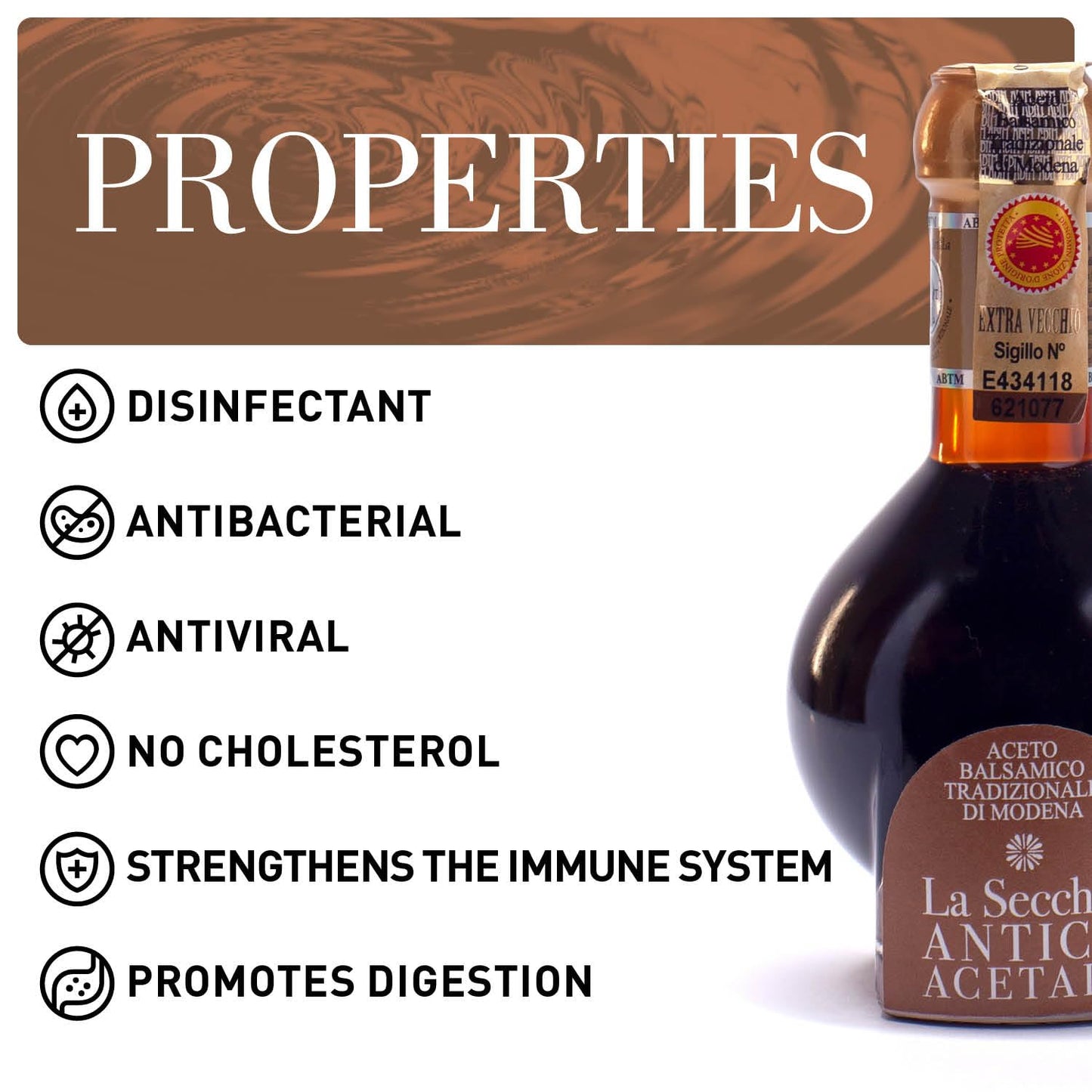 LA SECCHIA Balsamic Vinegar of Modena, Aged 25 Years, 100 ml Bottle, Gift Box, Blown Glass Dispenser, Extra Vecchio