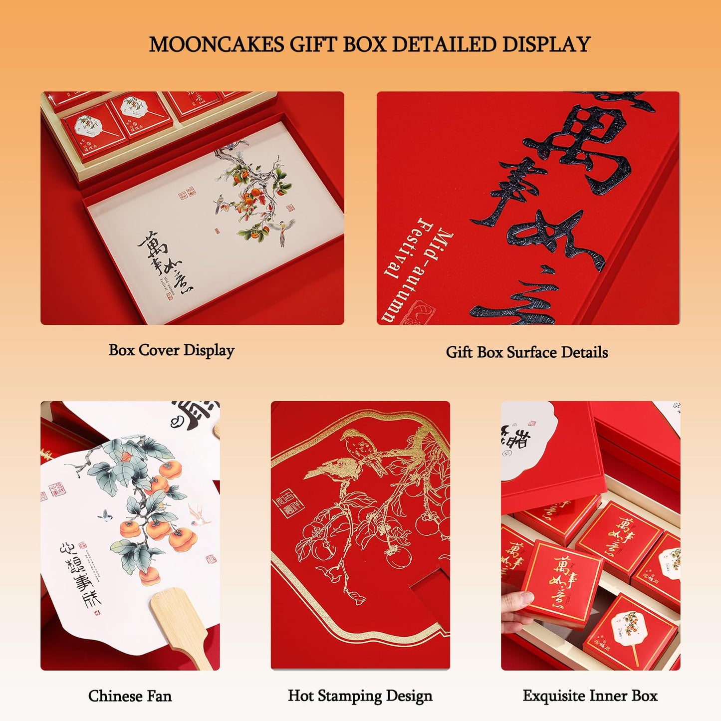 8Pcs Cantonese Mooncakes Gift Box,Lotus Seed/Bean Paste Flavour Mooncakes,Chinese Dim Sum,Traditional Moon Cake Pastries,For Gif