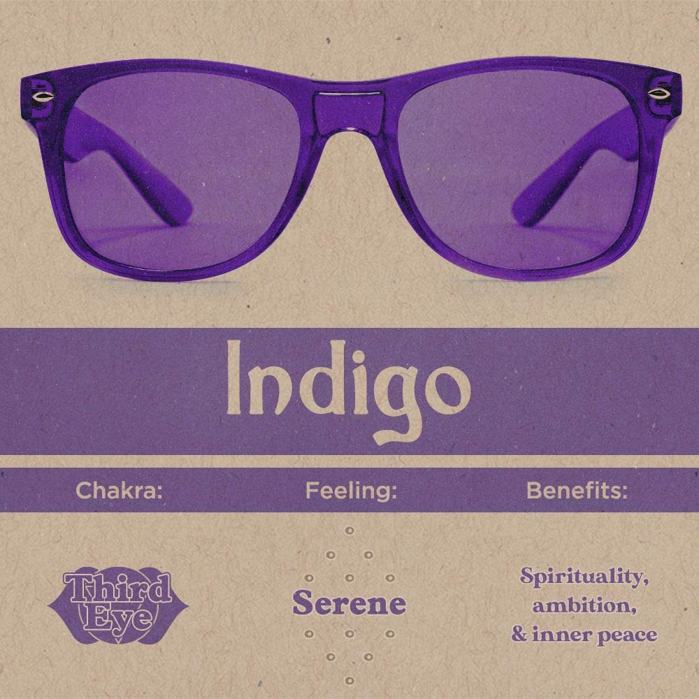 Purple Canyon Indigo Color Therapy Mood Glasses Light Therapy Chakra Healing Glasses Chromotherapy Glasses Indigo Colored Lenses