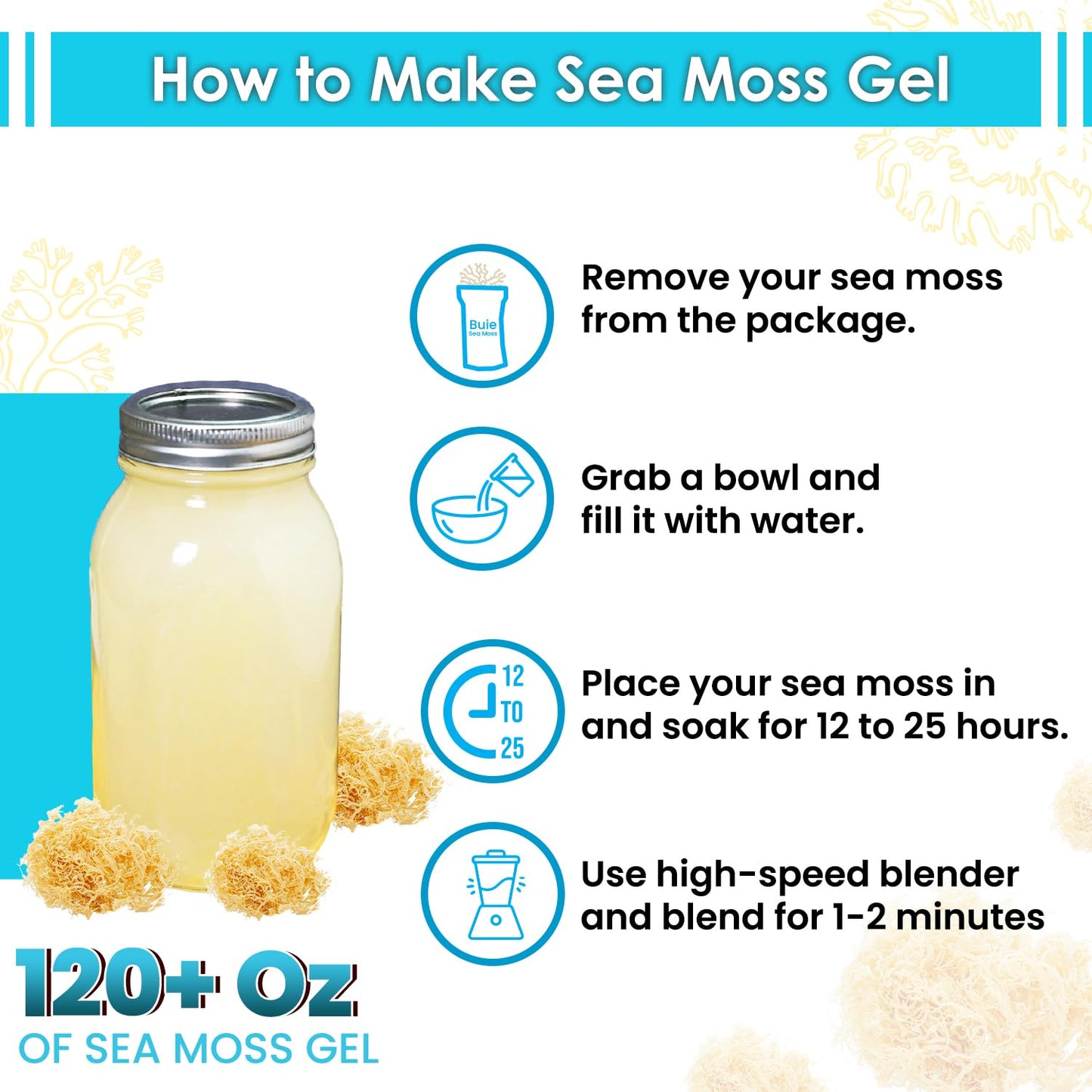 Golden Irish Sea Moss | Wildcrafted From St. Lucia | 8Oz Makes ~120+ Oz Sea Moss Gel | 100% Natural, Raw & Sun-Dried | Dr. Sebi Inspired, Nutrient-Rich Irish Moss For Health & Wellness