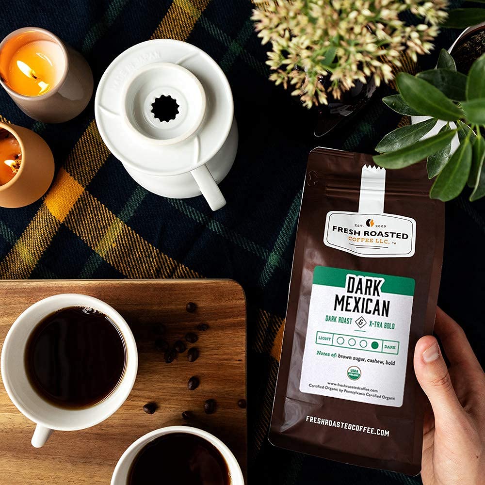 Fresh Roasted Coffee, Organic Dark Mexican, 2 Lb (32 Oz), Dark Roast, Mold & Mycotoxin Tested, Kosher, Whole Bean