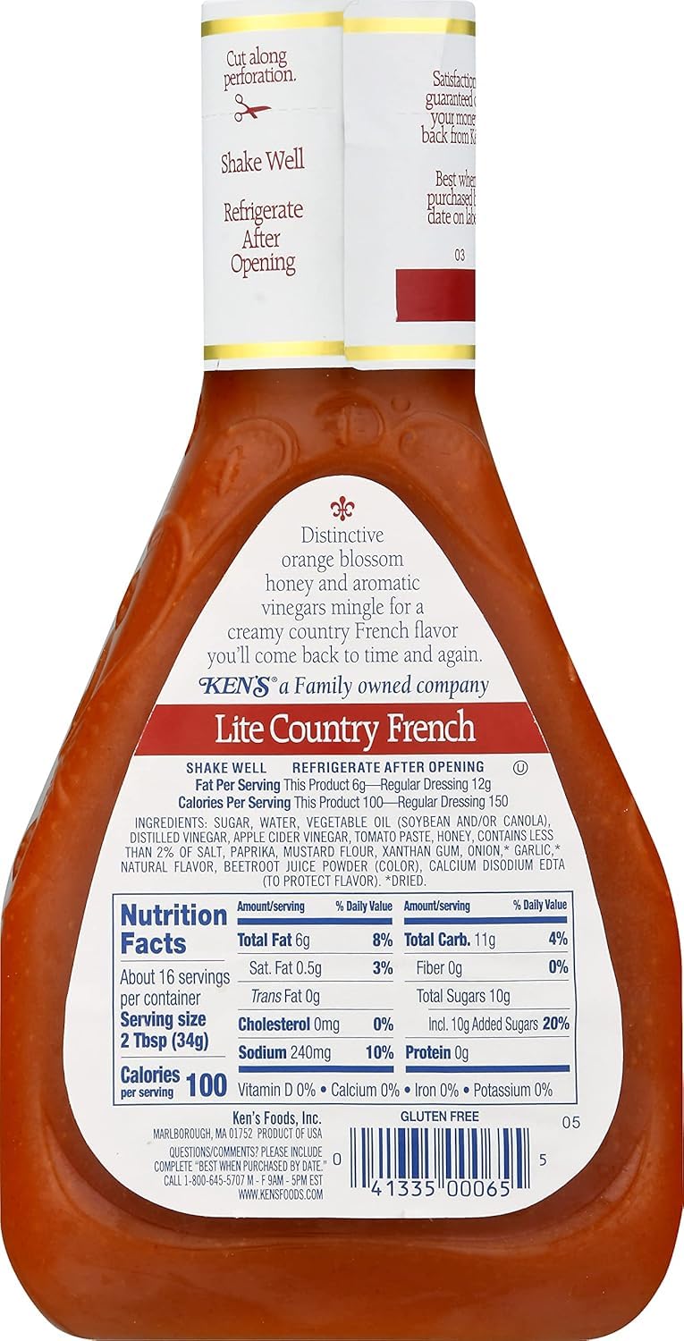 Ken'S Steak House Lite Country French With Orange Blossom Honey Dressing, 16 Fl Oz (Pack Of 3)