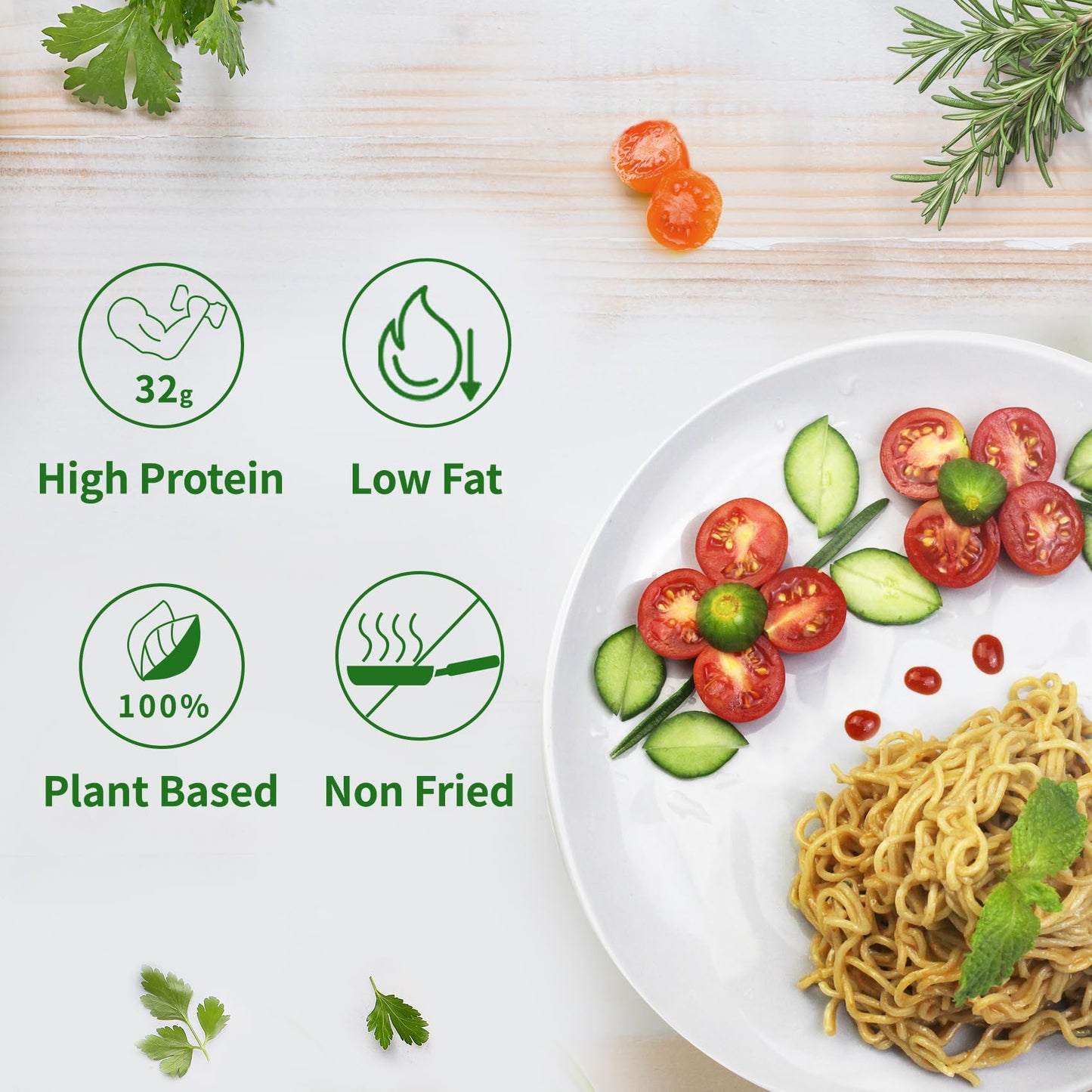 VOLO VERO High Protein (32g) Instant Ramen Noodles Soup Chicken Flavor  8 Packs  Vegan  Plant-Based  Non-Fried  Low Carb  Low Fat  Egg-Free  Dairy Free Healthy Asian Meal