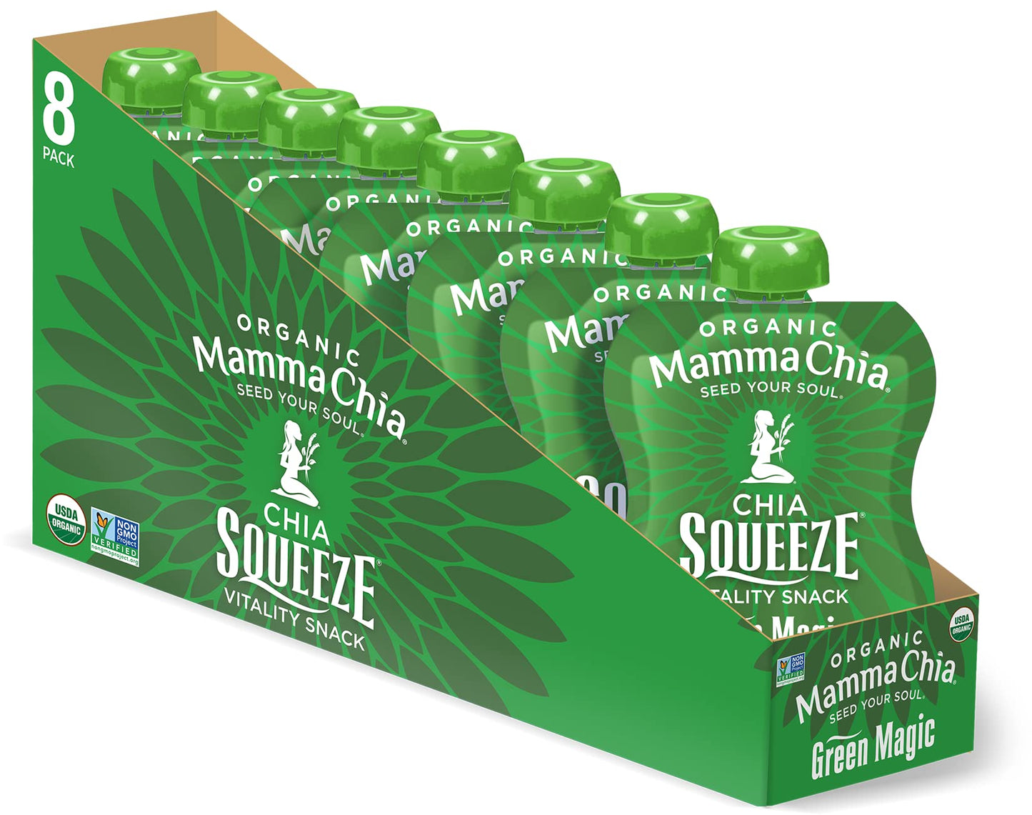 Mammachia Chia Squeeze Green Magic Vitality Snack, Vegan Friendly, Kosher, USDA Certified Organic, Gluten Free & Non-GMO, 3.5 Ou