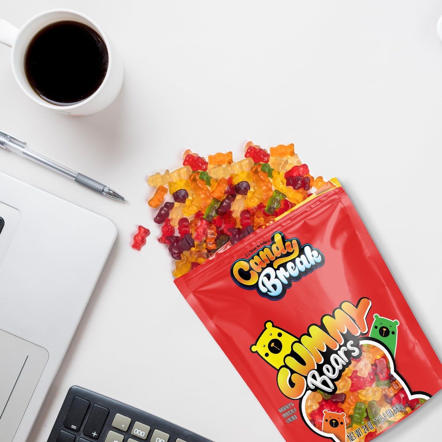 Candy Break Gummy Bears, Six Flavor Gummies, Sweet & Fruity Candy Snacks for Kids & Adults, Bulk Candies Share Size Bag, Variety