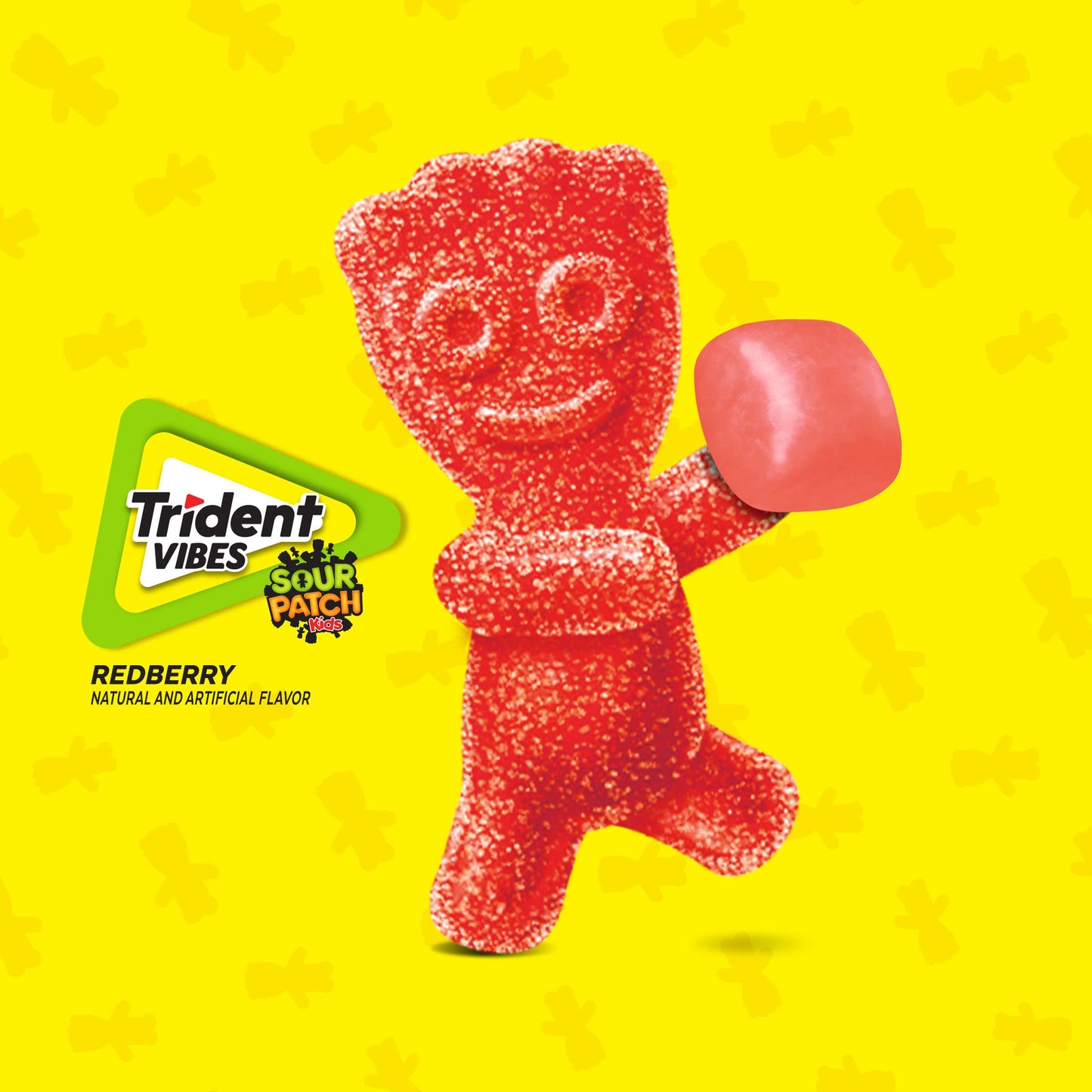 Trident Vibes SOUR PATCH KIDS Redberry Sugar Free Gum, 40 Count Bottle, Crunchy