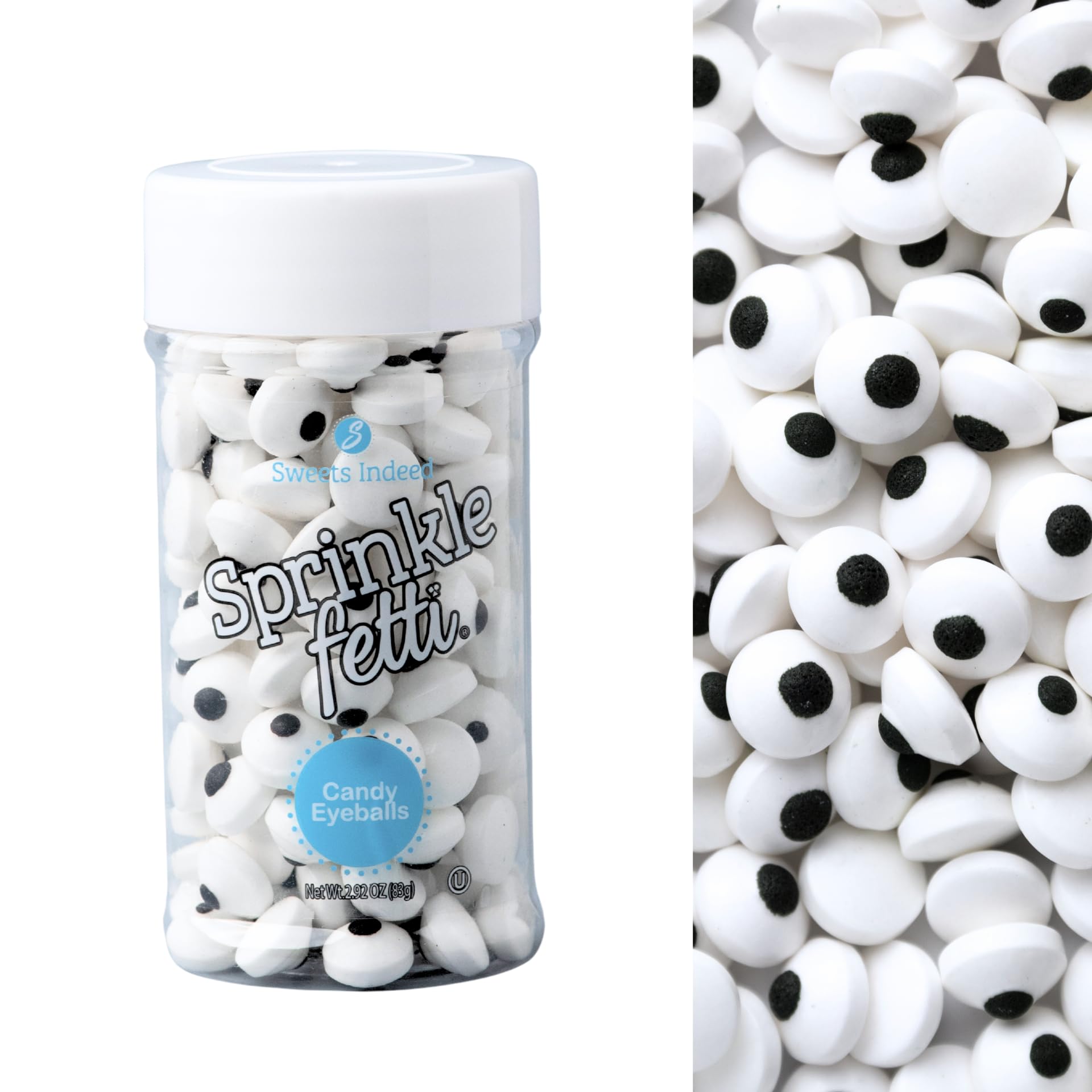 Sweets Indeed Bulk Candy Eyeballs  200 Edible Eyes  Christmas Sprinkles  Perfect for Cake Decorations  Baking  Ice Cream  Cookies  Cupcake Topper  2.92 ounces