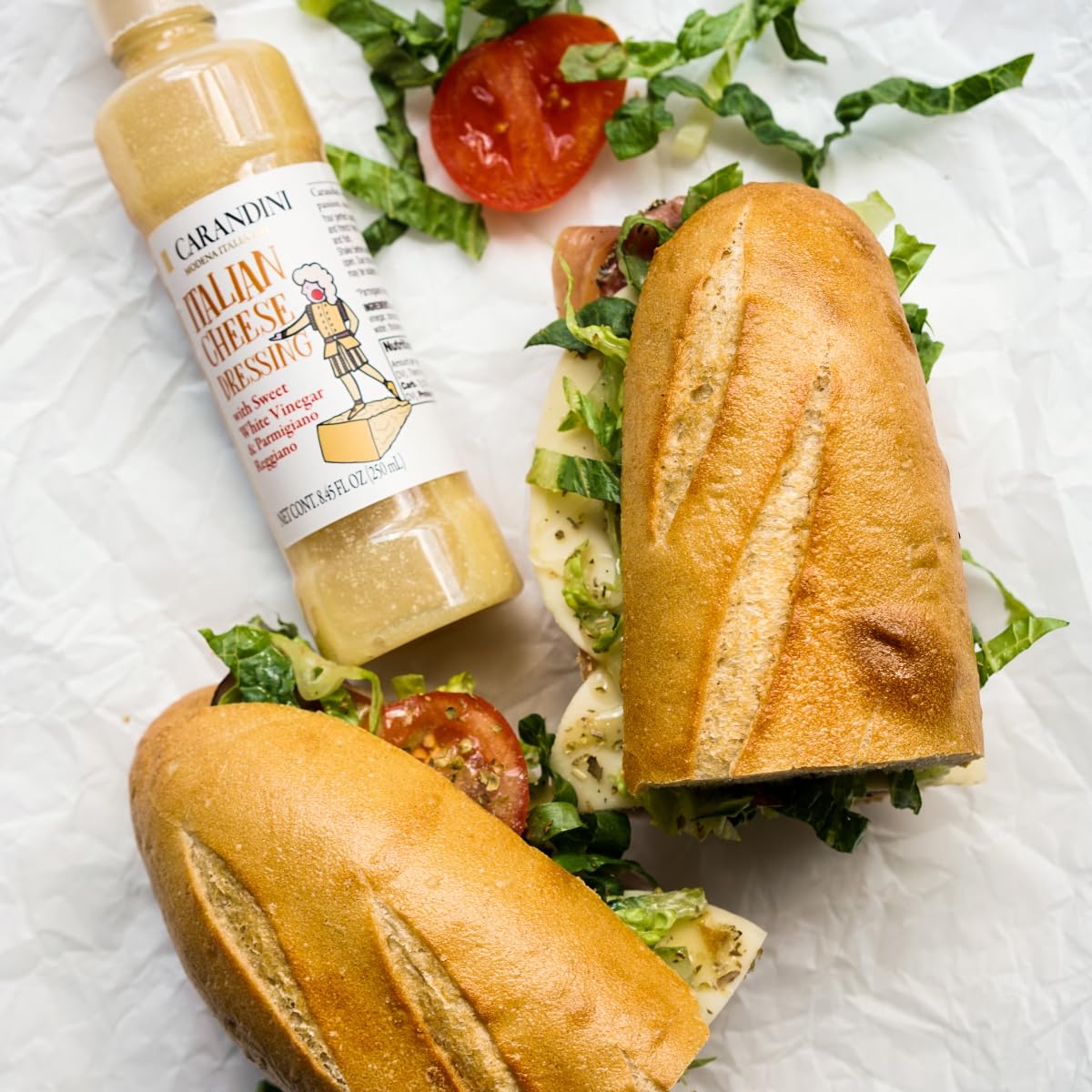 Carandini Italian Cheese Dressing with Sweet White Vinegar & Parmigiano Reggiano, Gluten Free, 8.45 Fl Oz