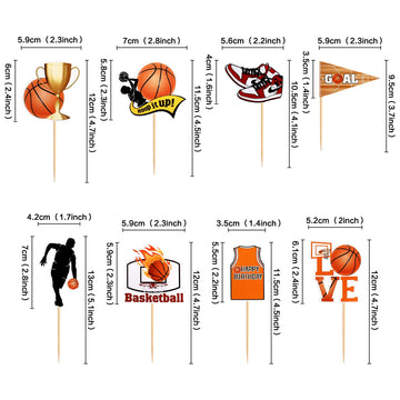 Ercadio 24 Pack Nba Star Basketball Cupcake Toppers Basketball Player Cupcake Picks Basketball Happy Birthday Cake Toppers For S