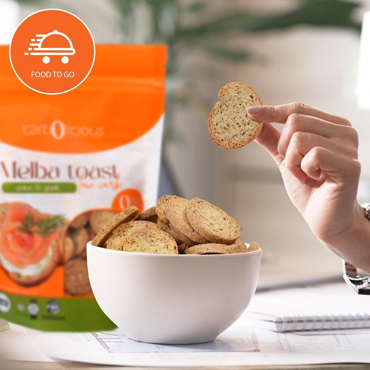 Low Carb Melba Toast - Onion & Garlic | 4 oz | Crunchy & Keto-Friendly [4 Pack] (4 Pack, Onion & Garlic)