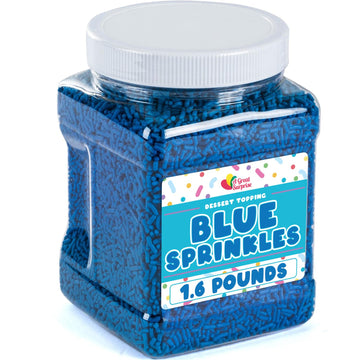 Blue Sprinkles Bulk - 1.6 Pounds - Royal Blue Jimmies - Blue Sprinkles For Baking - Dark Blue Baby Shower Sprinkles - For Ice Cream, Cake Decorating, Cupcakes, Cakepops - Blue Dessert Toppings