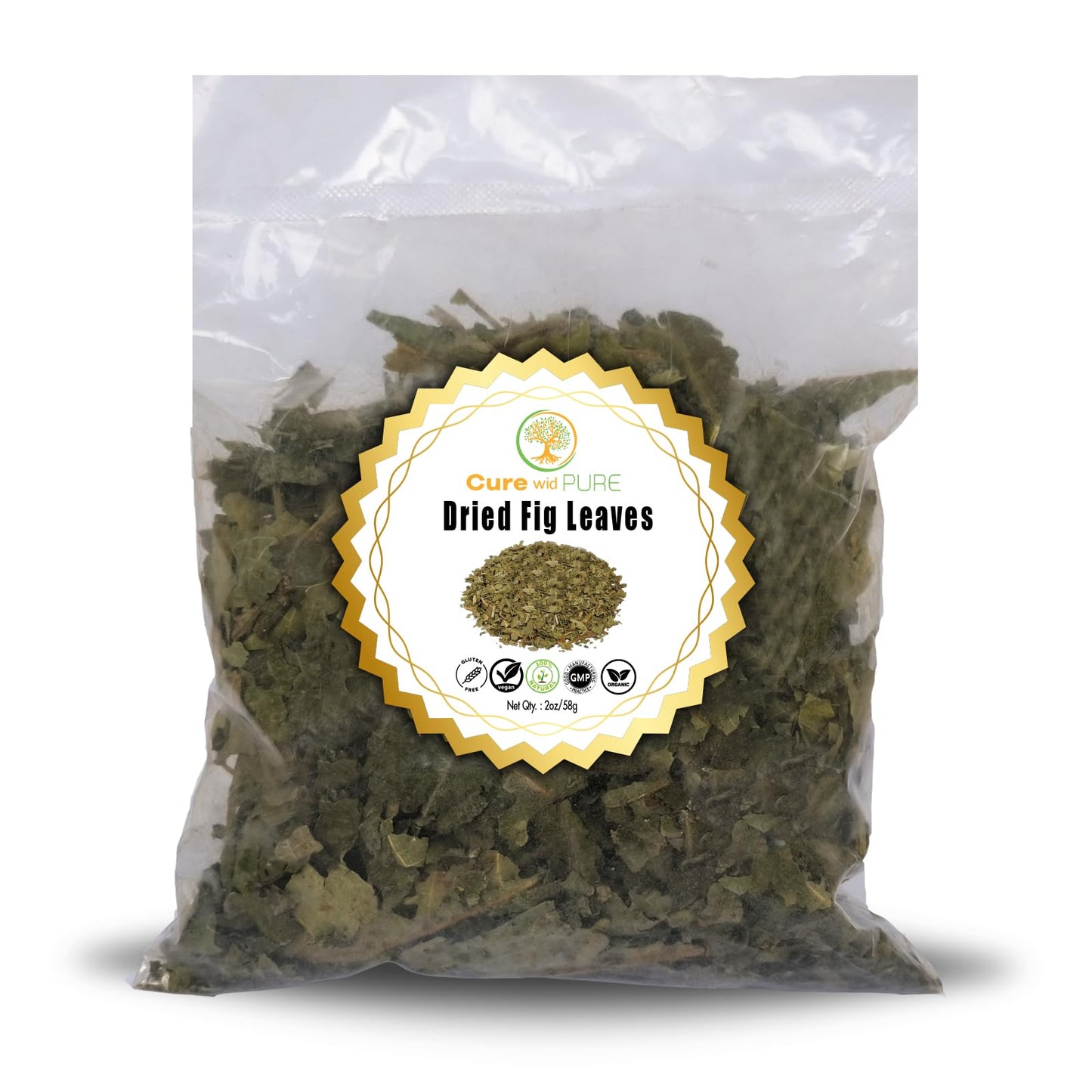 Supports Wellness Wid Pure Certified Organic Fig Leaves 2Oz - Non-Gmo  All-Natural Hoja De Higo In Eco-Friendly Resealable Bag - Top-Grade Fig Leaf Tea For Herbal Infusions & Wellness