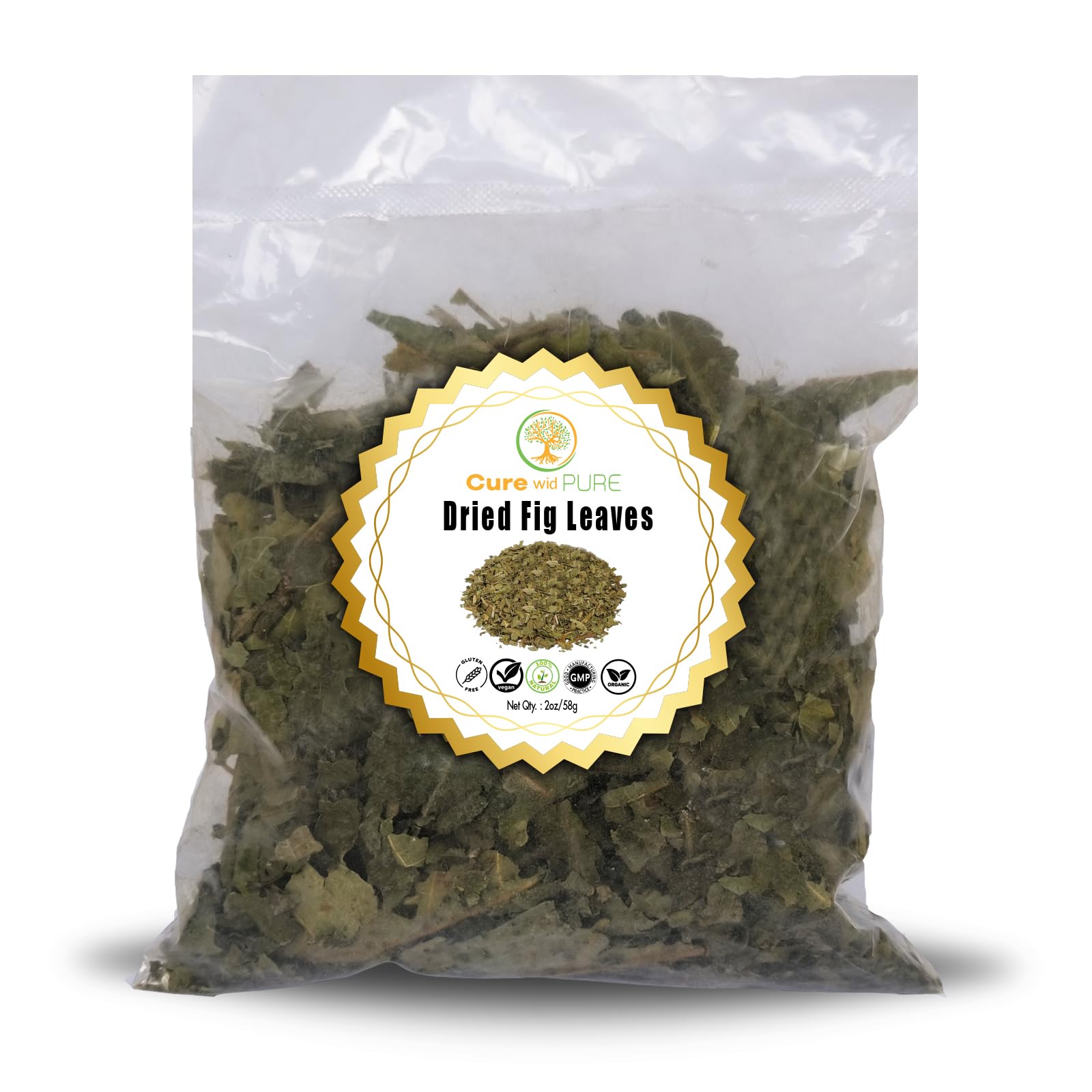 Supports Wellness Wid Pure Certified Organic Fig Leaves 2Oz - Non-Gmo  All-Natural Hoja De Higo In Eco-Friendly Resealable Bag - Top-Grade Fig Leaf Tea For Herbal Infusions & Wellness