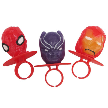 Imaginings 3 Marvel Lollipop Rings Individually Wrapped Candy Spider-Man Iron Man Black Panther Character Shaped Suckers 18 Coun