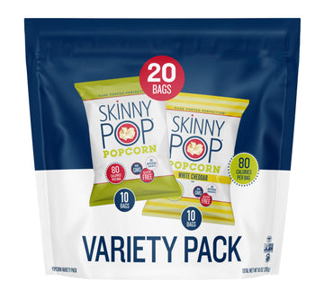 SkinnyPop Variety Pack Original and White Cheddar Popcorn, Gluten Free, Vegan Popcorn, Non-GMO, Healthy Popcorn Snacks, Skinny P