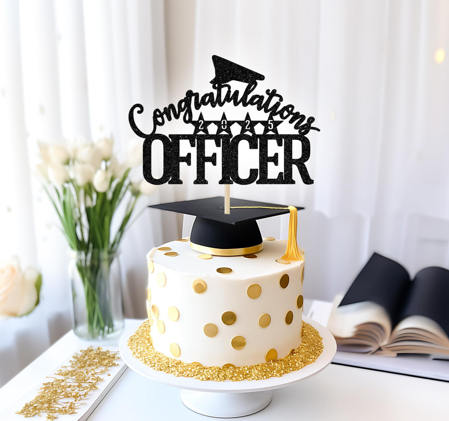 Congrats Officer 2025 Cake Topper, Officer Graduation Party Decorations, Officer Cake Decor 2025, Police College School Graduati