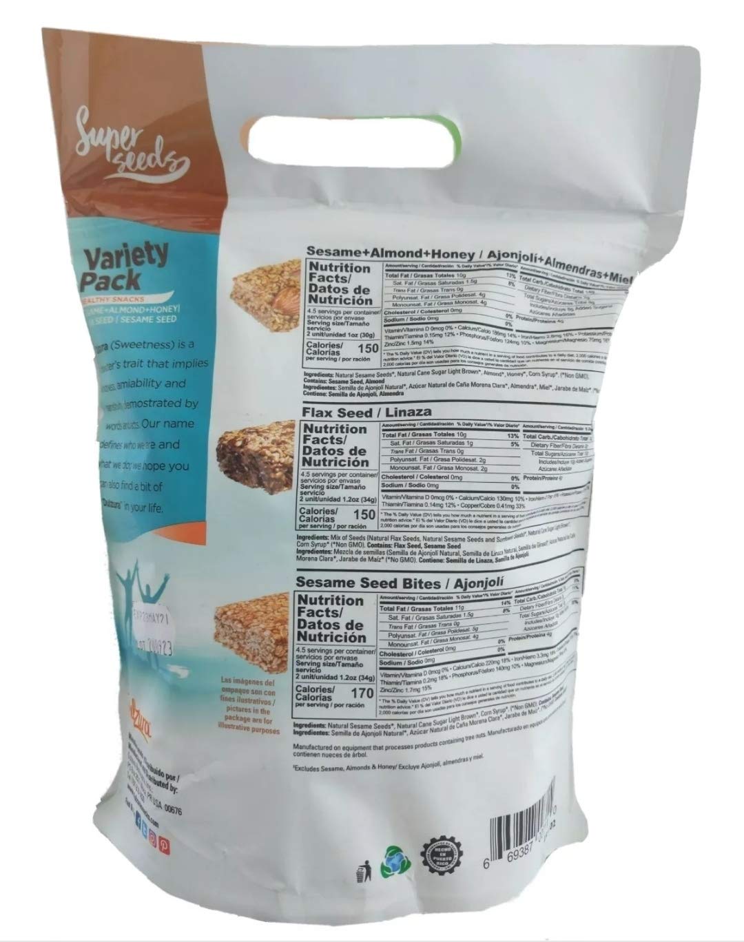 Dulzura Borincana Healthy Snack Variety Pack - Vegan, Non-GMO, Gluten-Free, 16.75 oz (2 Pack), Includes Limited Edition Sticker