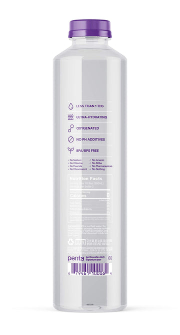 Penta Ultra-Purified Water, Oxygen Infused, 33.8 Fl Oz, Pack of 12, Solar-Powered Purification Process