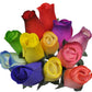 2 Dozen (24) Wooden Roses Colorful Arrangement in Sleeve