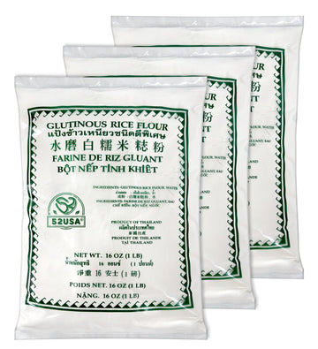 52USA Glutinous Rice Flour 48 Ounce (Basic), 1 Pound (Pack of 3), Rice Flour for Baking or Cooking, Product of THAILAND, All Nat